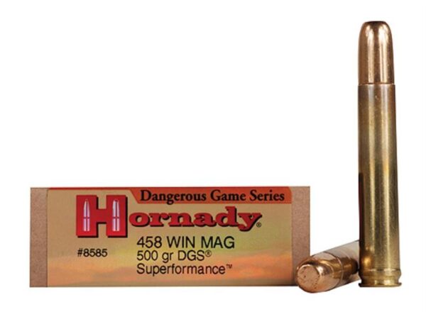 Hornady Dangerous Game SUPERFORMANCE .458 Winchester Magnum 500 Gr. Solid Round Nose- Box of 20