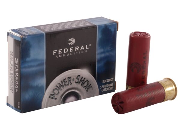 Federal Power-Shok 12 Gauge 3" Buffered 00 Buckshot 15 Pellets- Box of 5