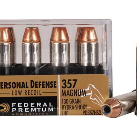 Federal Premium Personal Defense Reduced Recoil .357 Magnum 130 Gr. Hydra-Shok Jacketed Hollow Point- Box of 20