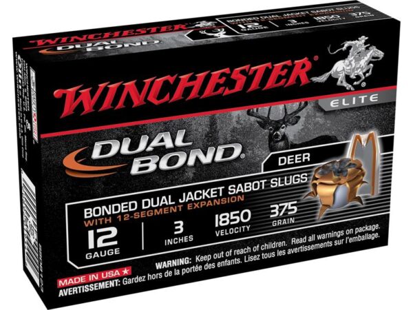 Winchester Dual-Bond 12 Gauge 3" 375 Gr. JHP Sabot Slug- Box of 5