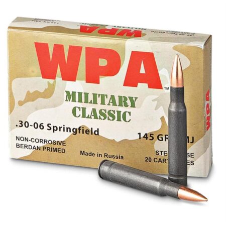 Wolf Military Classic .30-06 Springfield 145 Gr. FMJ (Bi-Metal) Steel Case Berdan Primed- Box of 20