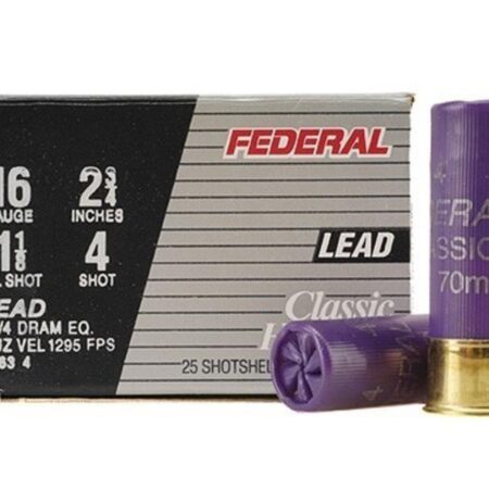 Federal Game-Shok Hi-Brass 16 Gauge 2-3/4" 1-1/8 oz #4 Shot- Box of 25