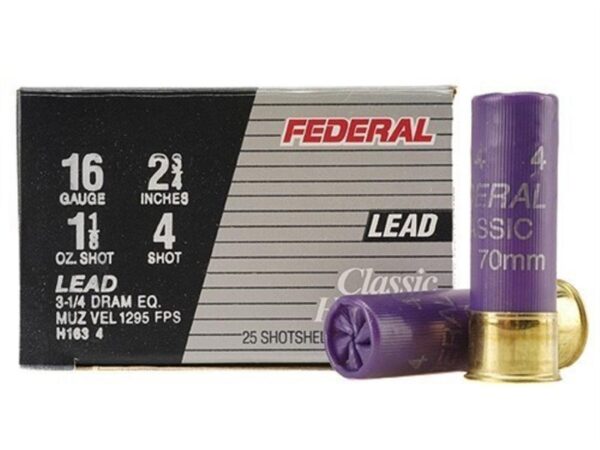 Federal Game-Shok Hi-Brass 16 Gauge 2-3/4" 1-1/8 oz #4 Shot- Box of 25