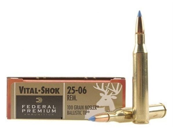 Federal Premium Vital-Shok .25-06 Remington 100 Gr. Nosler Ballistic Tip- Box of 20