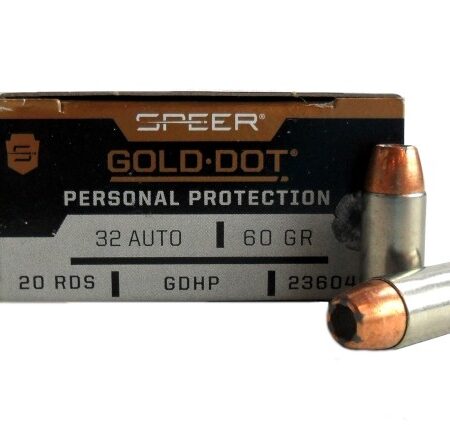 Speer Gold Dot Personal Protection .32 ACP 60 Gr. Gold Dot Jacketed Hollow Point- Box of 20