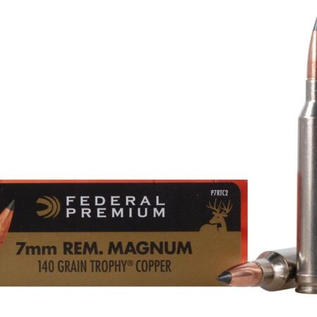 Federal Premium Vital-Shok 7mm Remington Magnum 140 Gr. Trophy Copper Tipped Boat Tail Lead-Free- Box of 20