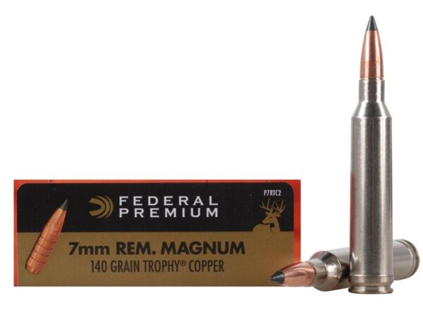 Federal Premium Vital-Shok 7mm Remington Magnum 140 Gr. Trophy Copper Tipped Boat Tail Lead-Free- Box of 20