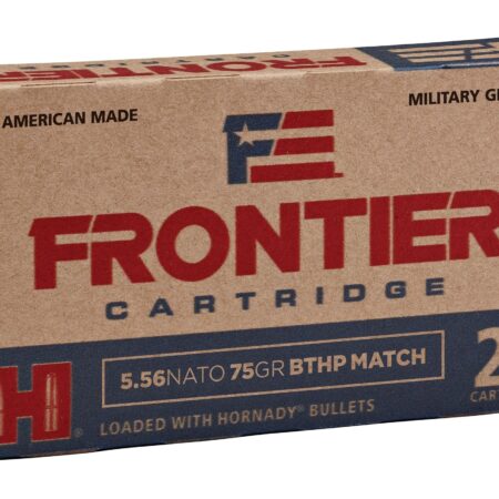 Frontier Cartridge Military Grade 5.56x45mm NATO 75 Gr. Hornady Hollow Point Boat Tail Match- Box of 20