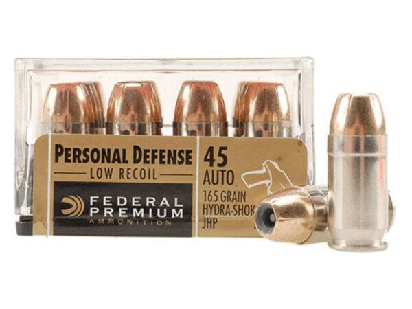 Federal Premium Personal Defense .45 ACP 165 Gr. Reduced Recoil Hydra-Shok Jacketed Hollow Point- Box of 20