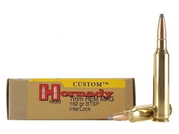 Hornady Custom 7mm Remington Magnum 162 Gr. InterLock Spire Point Boat Tail- Box of 20