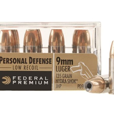 Federal Premium Personal Defense Reduced Recoil 9mm Luger 135 Gr. Hydra-Shok Jacketed Hollow Point- Box of 20