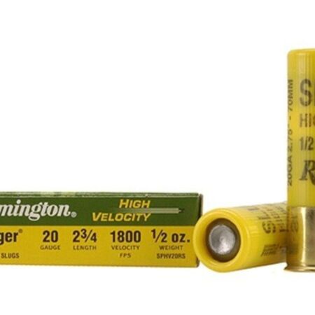 Remington Slugger 20 Gauge 2-3/4" 1/2 oz High Velocity Rifled Slug- Box of 5