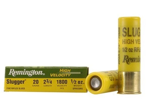 Remington Slugger 20 Gauge 2-3/4" 1/2 oz High Velocity Rifled Slug- Box of 5
