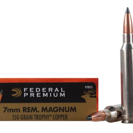 Federal Premium Vital-Shok 7mm Remington Magnum 150 Gr. Trophy Copper Tipped Boat Tail- Lead-Free- Box of 20