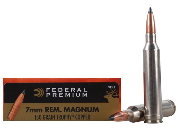 Federal Premium Vital-Shok 7mm Remington Magnum 150 Gr. Trophy Copper Tipped Boat Tail- Lead-Free- Box of 20