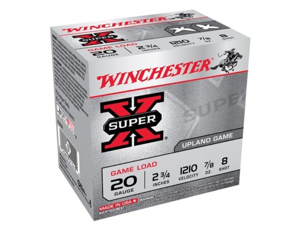 Winchester Super-X Game Load 20 Gauge 2-3/4" 7/8 oz #8 Shot- Box of 25