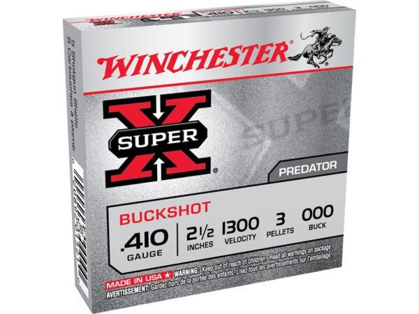 Winchester Super-X .410 Bore 2-1/2" 000 Buckshot 3 Pellets- Box of 5