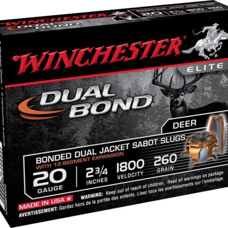 Winchester Dual-Bond 20 Gauge 2-3/4" 260 Gr. Jacketed Hollow Point Sabot Slug- Box of 5
