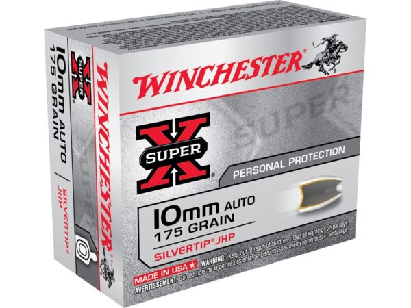 Winchester Super-X 10mm Auto 175 Gr. Silvertip Hollow Point- Box of 20