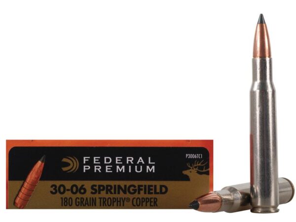 Federal Premium Vital-Shok .30-06 Springfield 180 Gr. Trophy Copper Tipped Boat Tail- Lead-Free- Box of 20