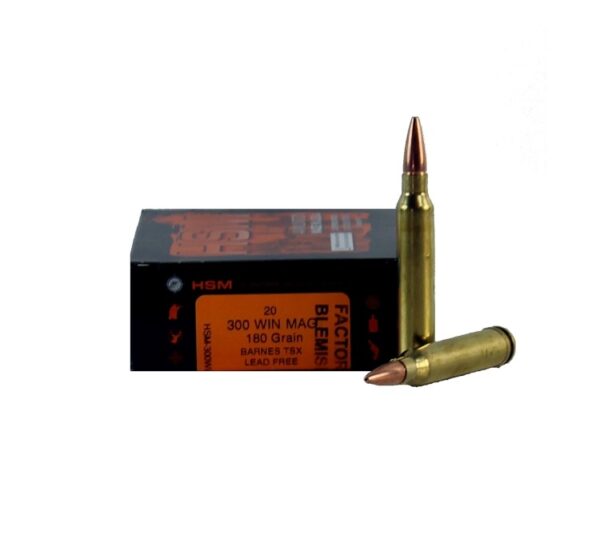HSM Factory Blemish .300 Winchester Magnum 180 Gr. Barnes TSX Hollow Point Boat Tail- Lead-Free- Box of 20