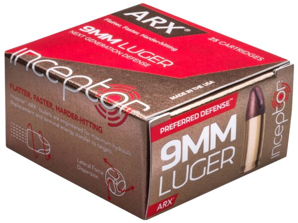 Inceptor Preferred Defense 9mm Luger 65 Gr. ARX Frangible- Lead-Free- Box of 25