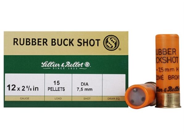 Sellier & Bellot 12 Gauge 2-5/8" 7.5mm Rubber Buckshot 15 Pellets- Box of 25