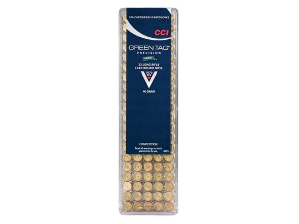 CCI Green Tag Competition .22 Long Rifle 40 Gr. Lead Round Nose- Box of 100