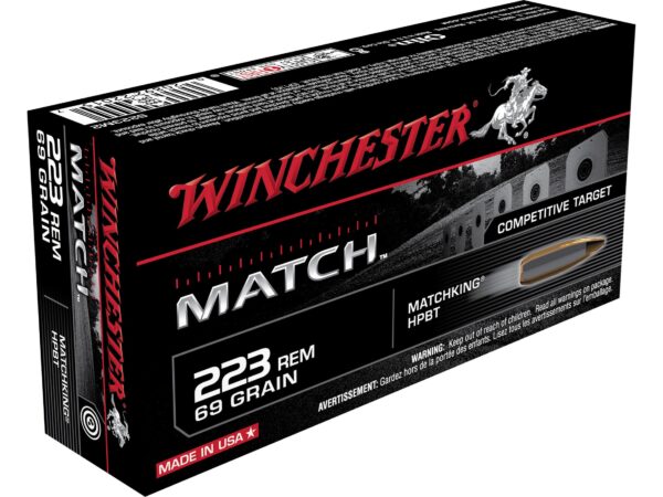 Winchester Match .223 Remington 69 Gr. Sierra MatchKing Hollow Point Boat Tail- Box of 20