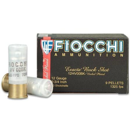 Fiocchi Exacta 12 Gauge 2-3/4" 00 Buckshot 9 Nickel Plated Pellets- Box of 10