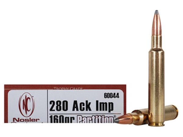 Nosler Trophy Grade .280 Remington Ackley Improved 160 Gr. Partition Spitzer- Box of 20