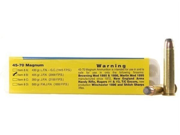 Buffalo Bore .45-70 Government 405 Gr. Jacketed Flat Nose- Box of 20