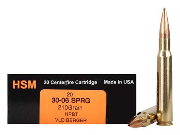 HSM Trophy Gold .30-06 Springfield 210 Gr. Berger Hunting VLD Hollow Point Boat Tail- Box of 20