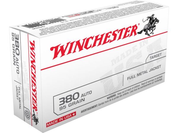 Winchester USA .380 ACP 95 Gr. Full Metal Jacket- Value Pack of 100