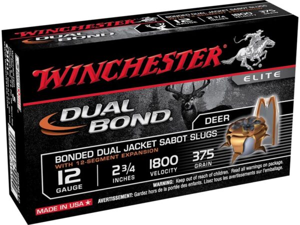 Winchester Dual-Bond 12 Gauge 2-3/4" 375 Gr. JHP Sabot Slug- Box of 5