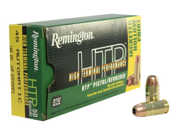 Remington High Terminal Performance .45 ACP 185 Gr. Jacketed Hollow Point- Box of 50