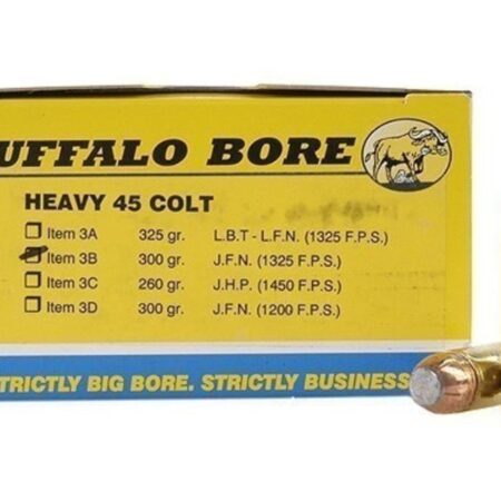 Buffalo Bore .45 Long Colt +P 300 Gr. Jacketed Flat Nose- Box of 20