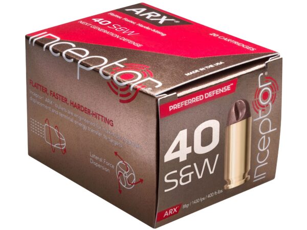 Inceptor Preferred Defense .40 S&W 88 Gr. ARX Frangible- Lead-Free- Box of 20
