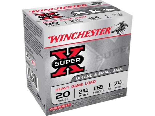 Winchester Super-X Heavy Game Load 20 Gauge 2-3/4" 1 oz #7-1/2 Shot- Box of 25