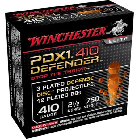 Winchester Supreme Elite Self Defense .410 Bore 2-1/2" 3 Disks over 1/4 oz BB Bonded PDX1- Box of 10