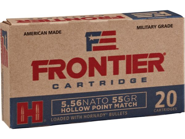 Frontier Cartridge Military Grade 5.56x45mm NATO 55 Gr. Hornady Hollow Point Match- Box of 20