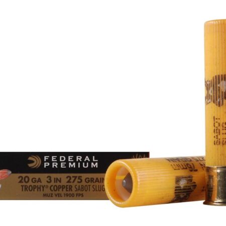 Federal Premium Vital-Shok 20 Gauge 3" 275 Gr. Trophy Copper Tipped Sabot Slug Lead-Free Box of 5