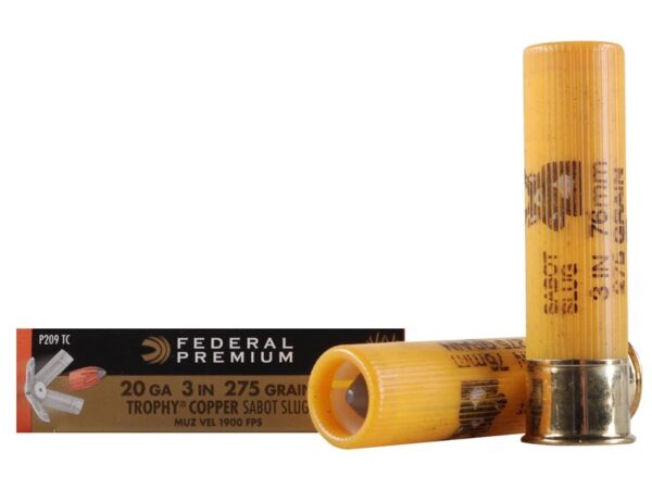 Federal Premium Vital-Shok 20 Gauge 3" 275 Gr. Trophy Copper Tipped Sabot Slug Lead-Free Box of 5