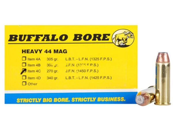Buffalo Bore .44 Remington Magnum 270 Gr. Jacketed Flat Nose- Box of 20