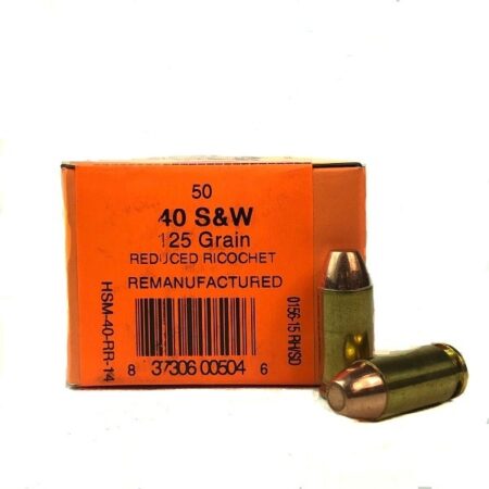 HSM .40 S&W 125 Gr. Frangible Reduced Ricochet- Flat Nose- Remanufactured- Box of 50