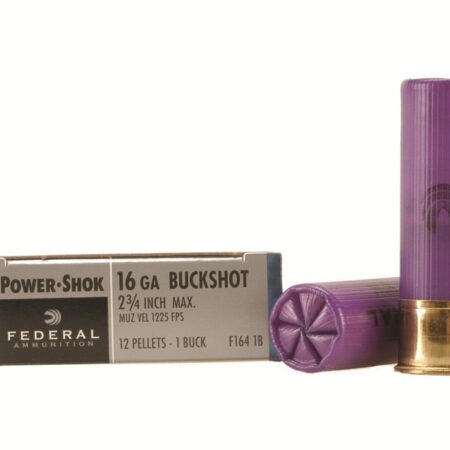 Federal Power-Shok 16 Gauge 2-3/4" Buffered #1 Buckshot 12 Pellets- Box of 5
