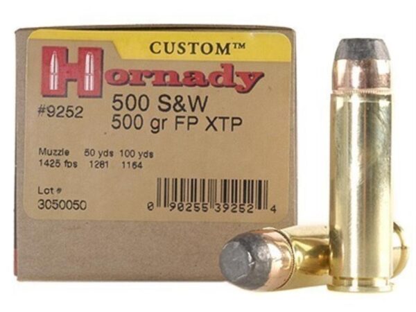 Hornady Custom .500 S&W Magnum 500 Gr. XTP Jacketed Flat Nose- Box of 20
