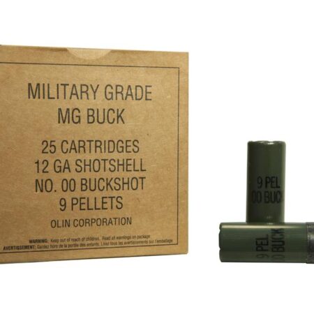 Winchester Military Grade 12 Gauge 2-3/4" Buffered 00 Buckshot 9 Pellets- Box of 25