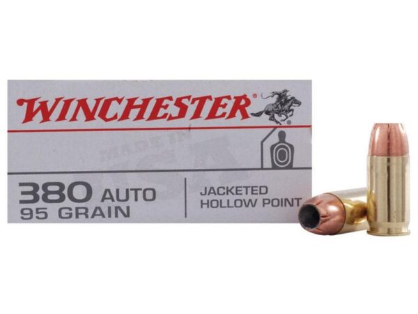 Winchester USA .380 ACP 95 Gr. Jacketed Hollow Point- Box of 50
