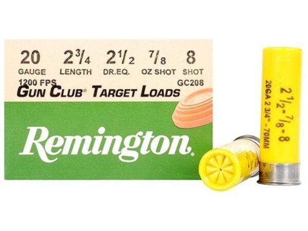 Remington Gun Club Target 20 Gauge 2-3/4" 7/8 oz #8 Shot- Box of 25
